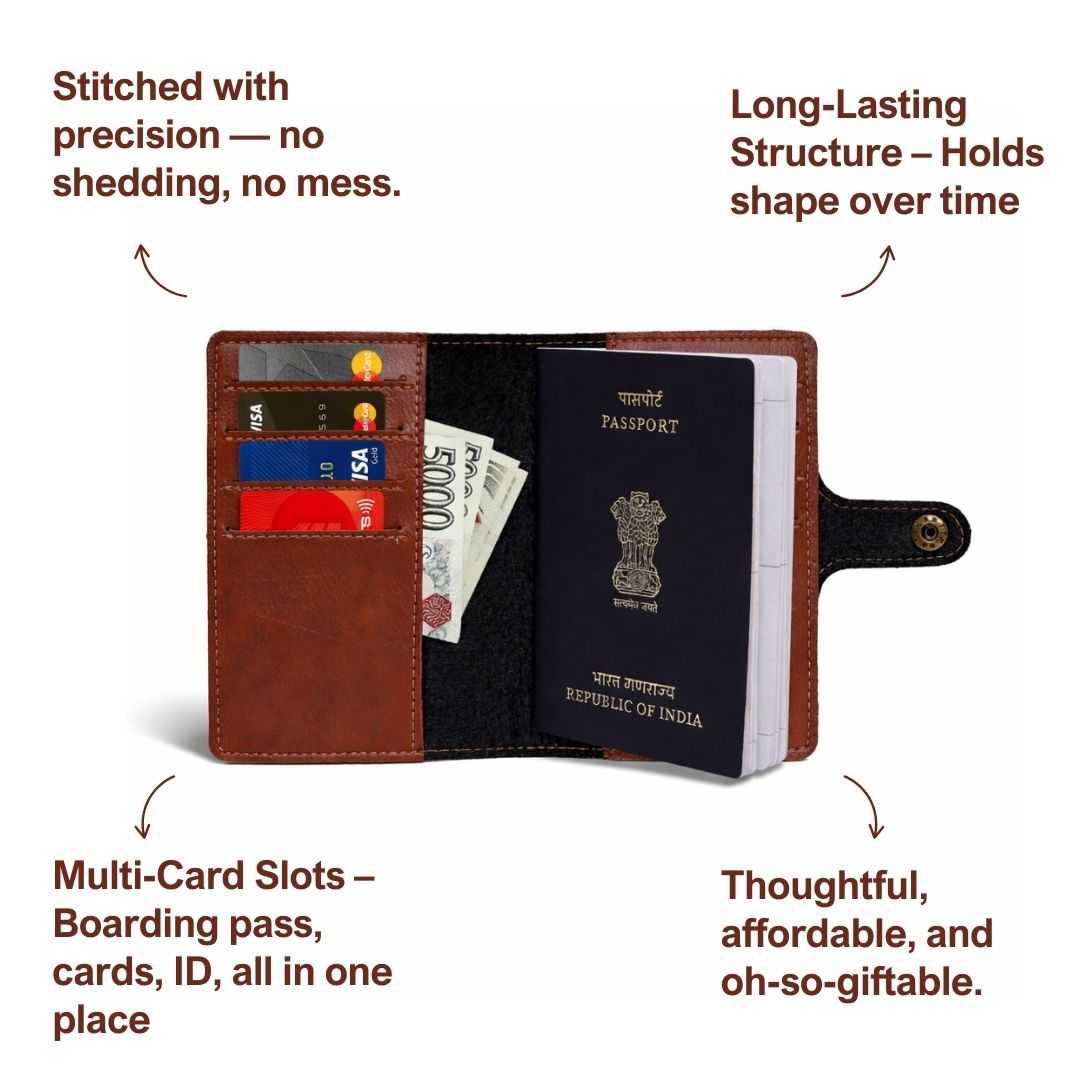 Personalized Button Passport Cover - Brown