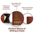 Personalized Button Passport Cover - Brown