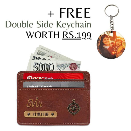 Customized Brown Card Holder with Name