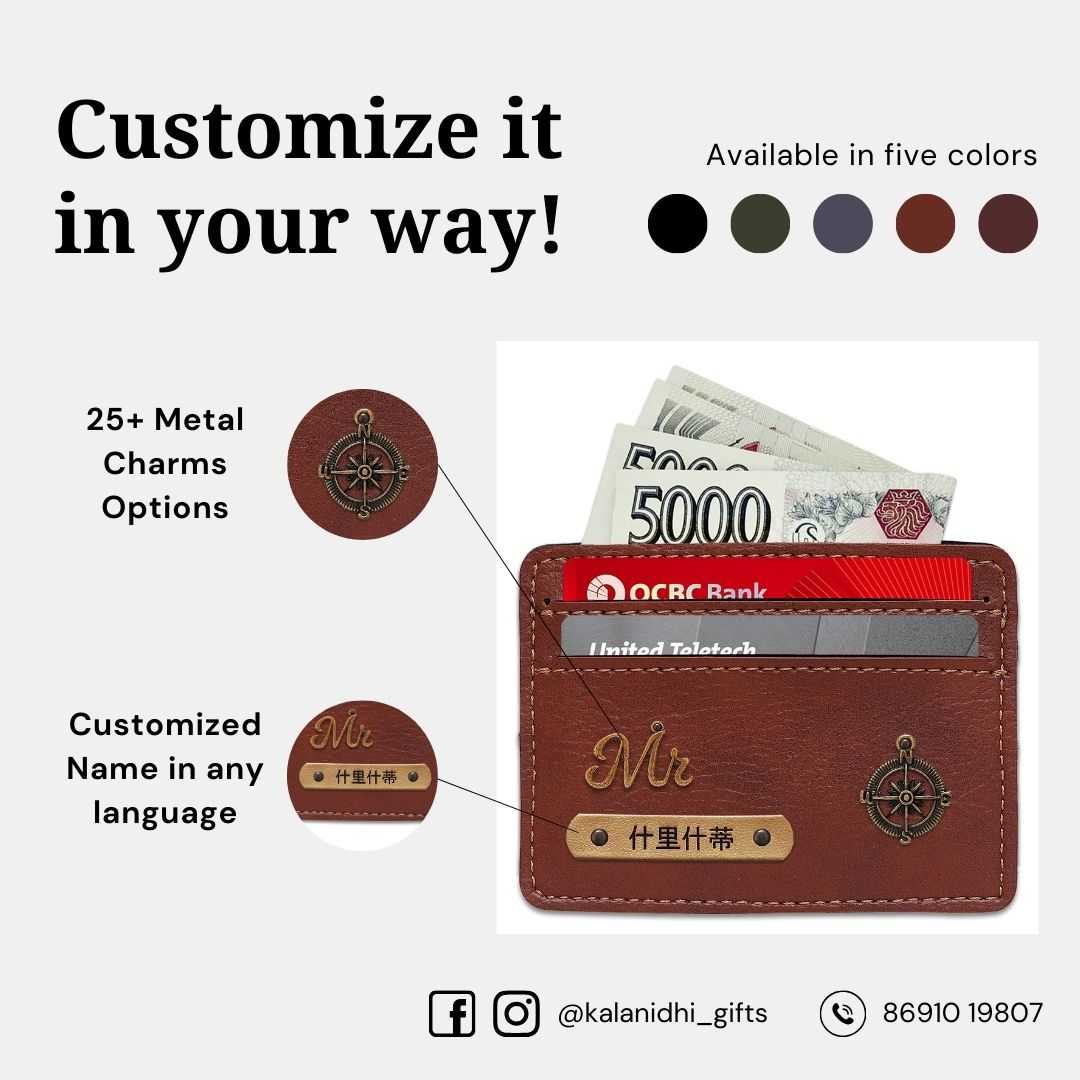 Customized Brown Card Holder with Name