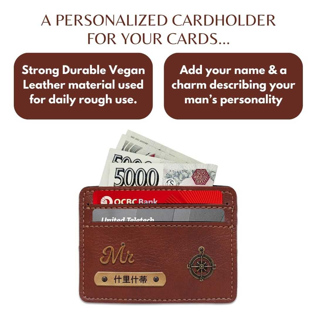 Customized Brown Card Holder with Name