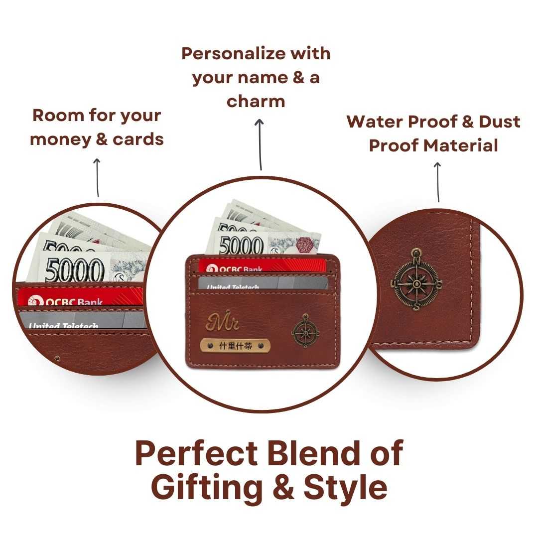 Customized Brown Card Holder with Name