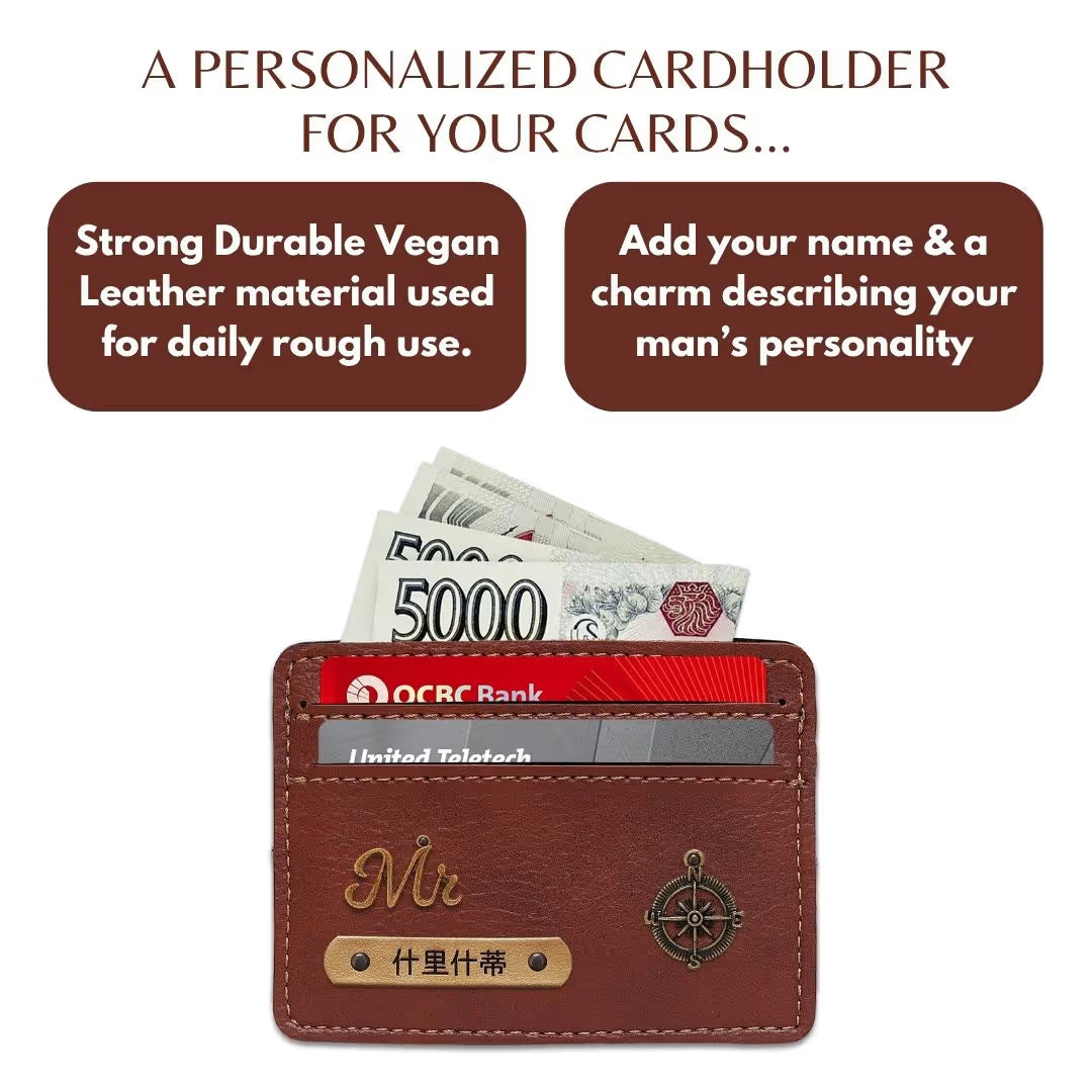 Customized Brown Card Holder with Name