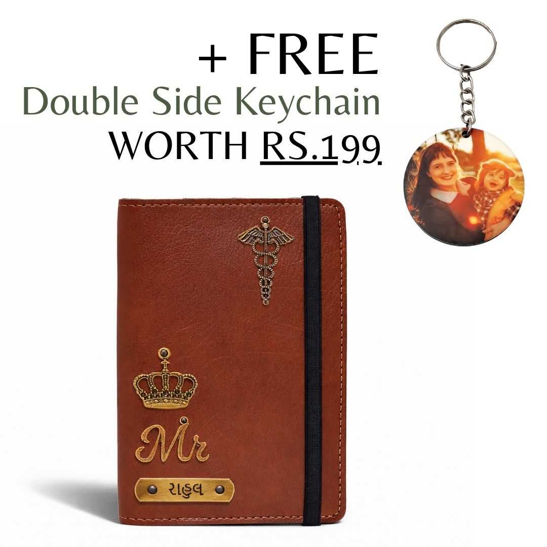 Personalized Elastic Closure Passport Cover - Brown