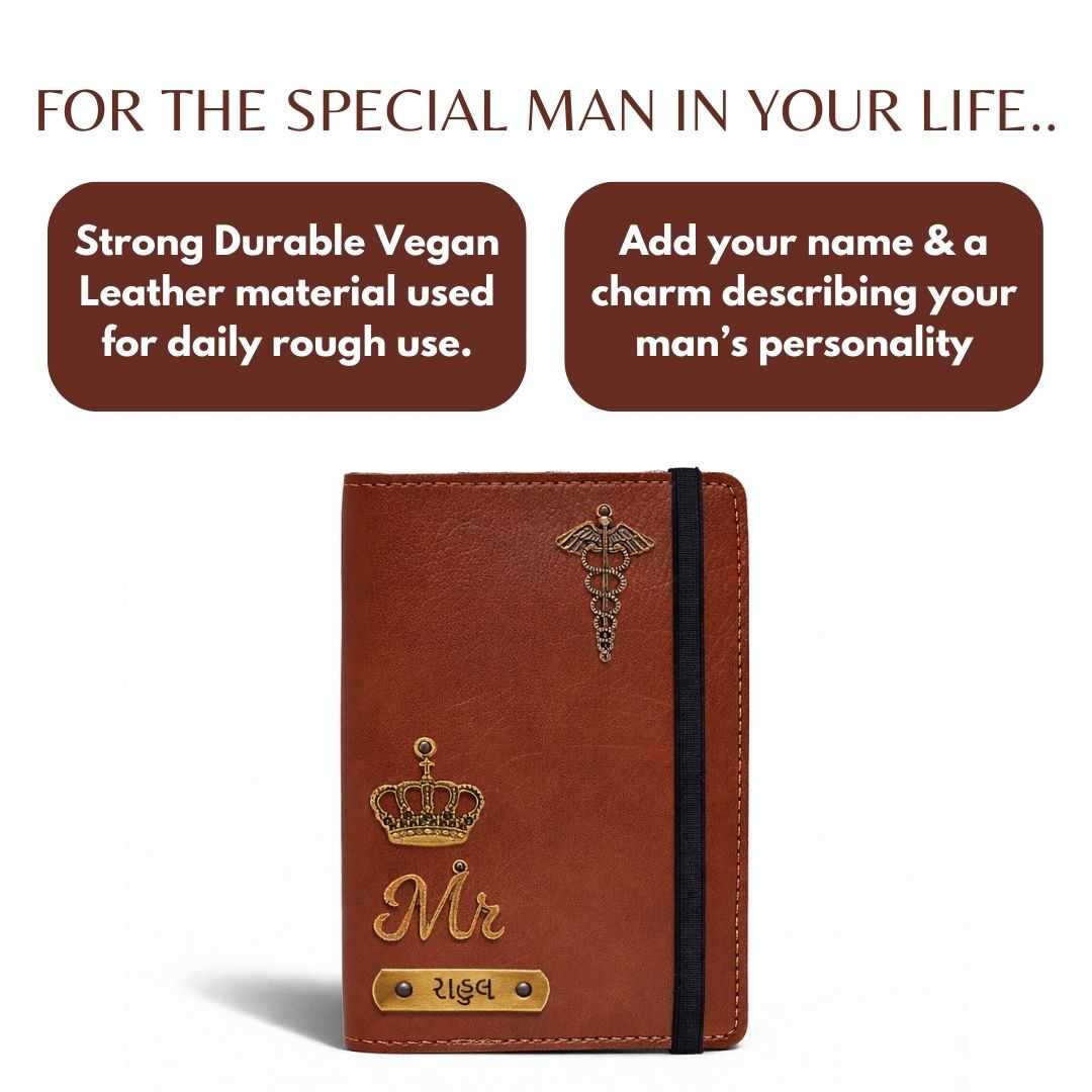 Personalized Elastic Closure Passport Cover - Brown