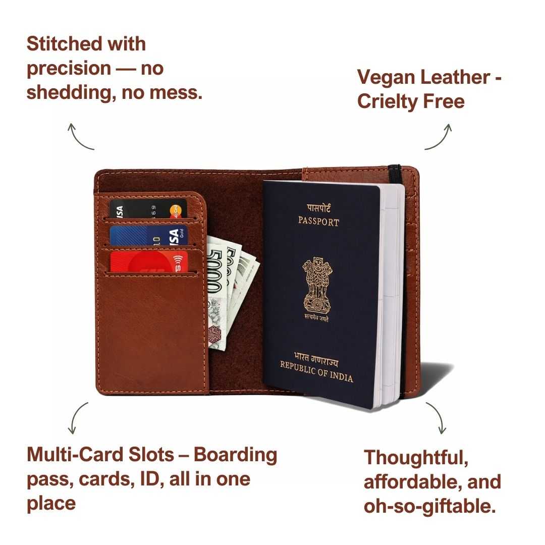 Personalized Elastic Closure Passport Cover - Brown