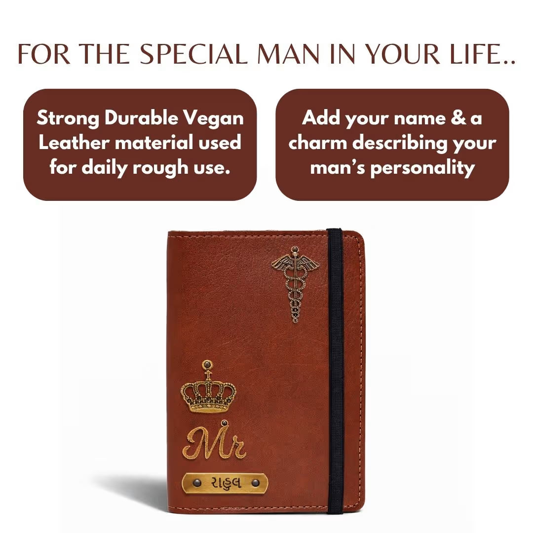 Personalized Elastic Closure Passport Cover - Brown