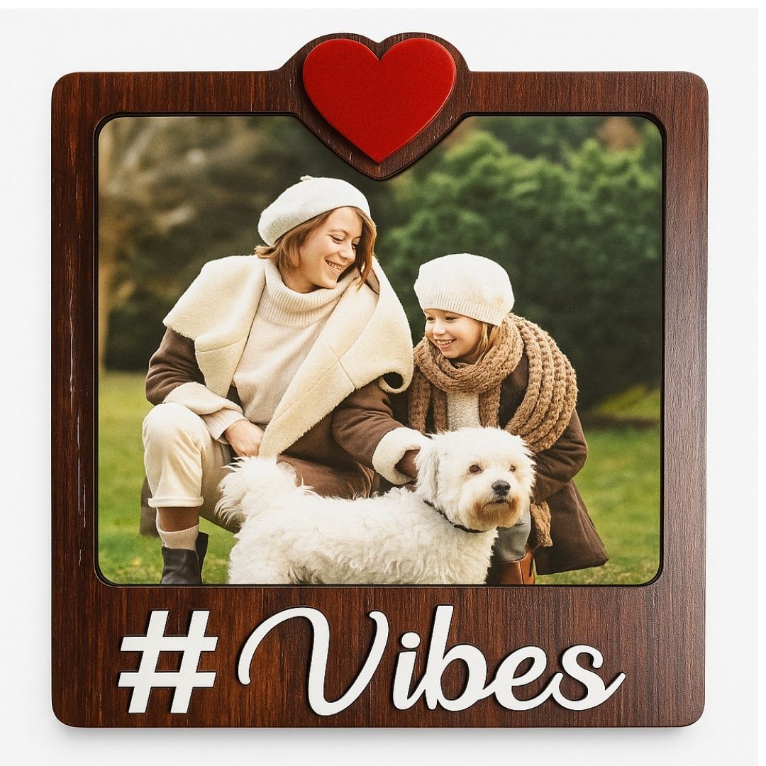 Wooden Vibes Personalized Photo Fridge Magnet