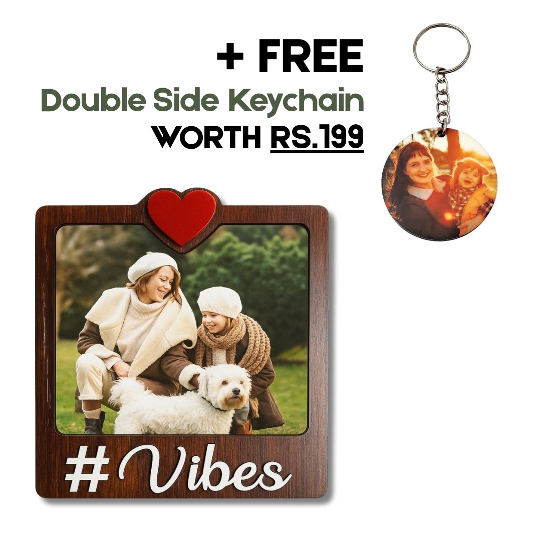 Wooden Vibes Personalized Photo Fridge Magnet