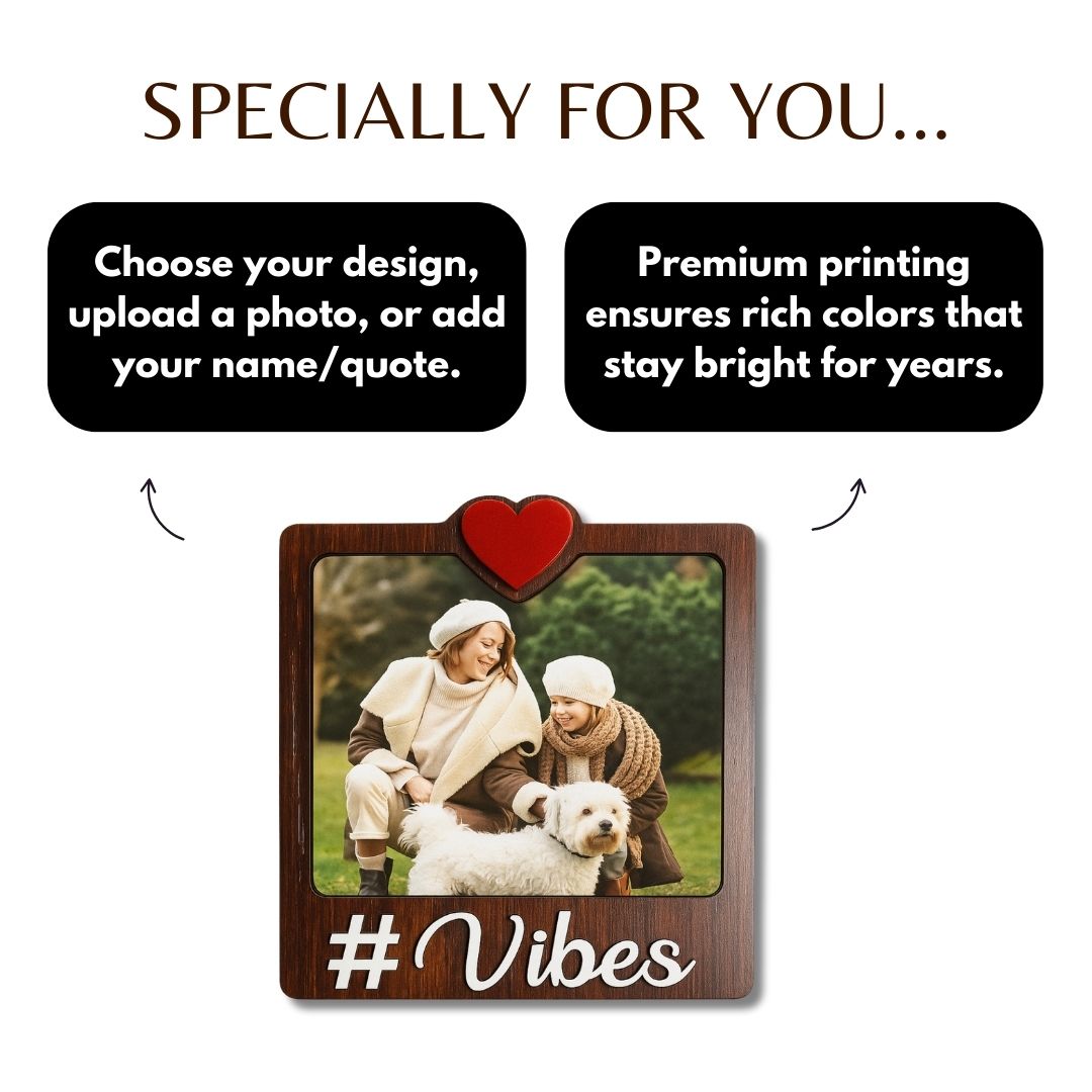 Wooden Vibes Personalized Photo Fridge Magnet