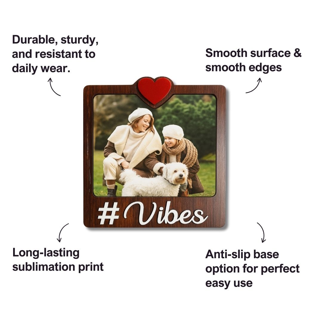 Wooden Vibes Personalized Photo Fridge Magnet