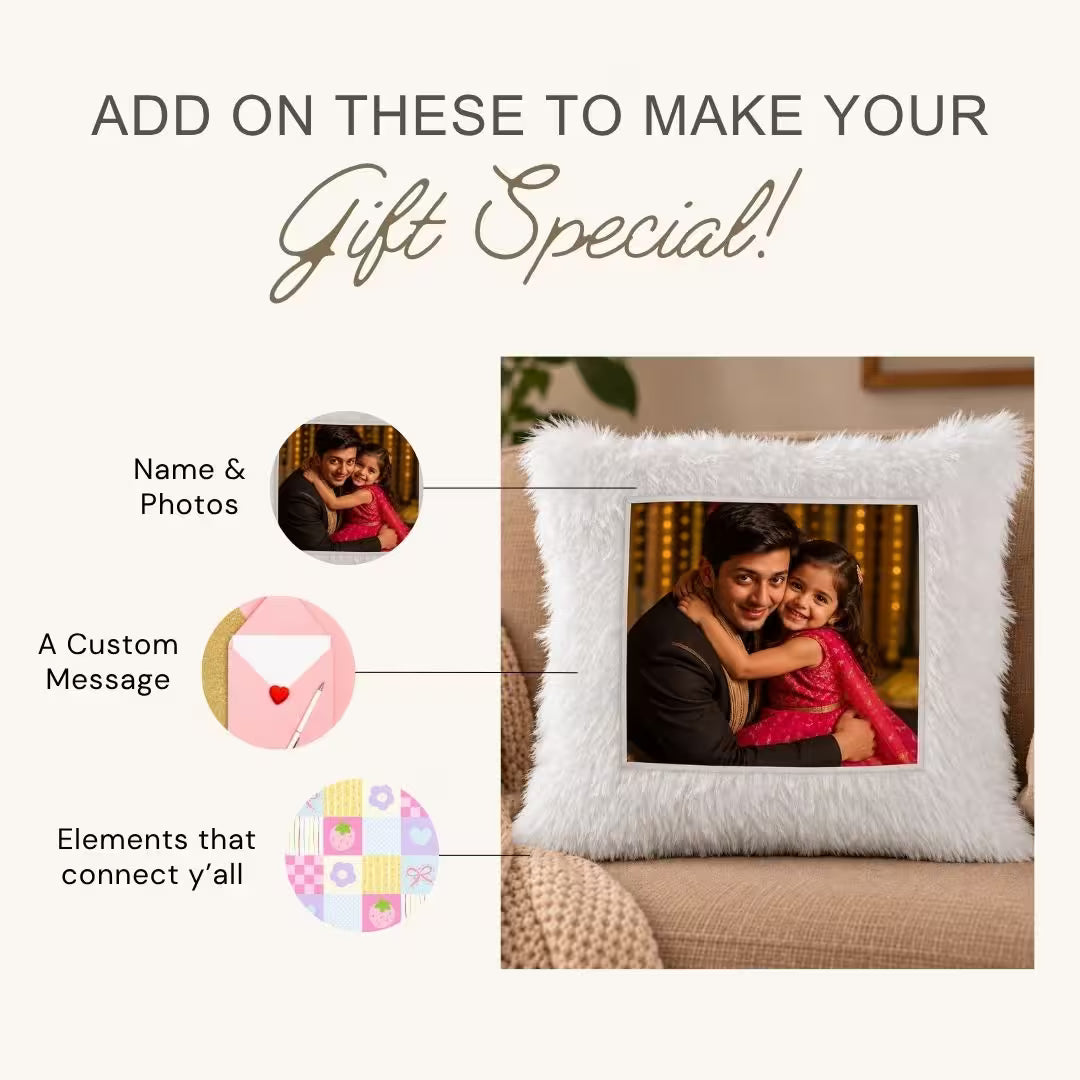 White Square Customized Furr Photo Pillow