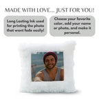 White Square Customized Furr Photo Pillow