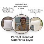 White Square Customized Furr Photo Pillow