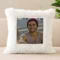 White Square Customized Furr Photo Pillow