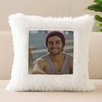 White Square Customized Furr Photo Pillow