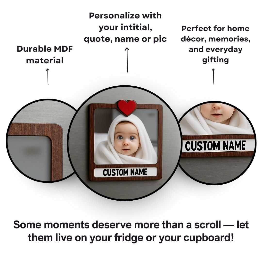 Wooden Personalized Photo Fridge Magnet