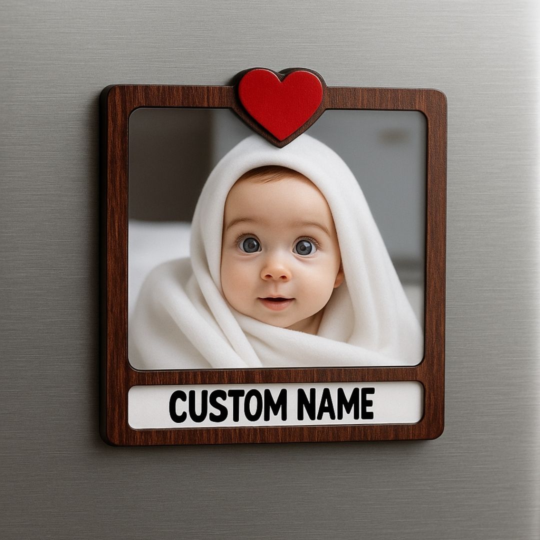 Wooden Personalized Photo Fridge Magnet
