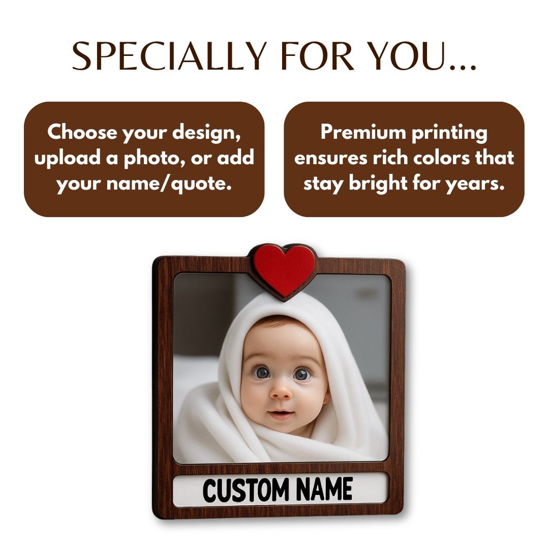 Wooden Personalized Photo Fridge Magnet