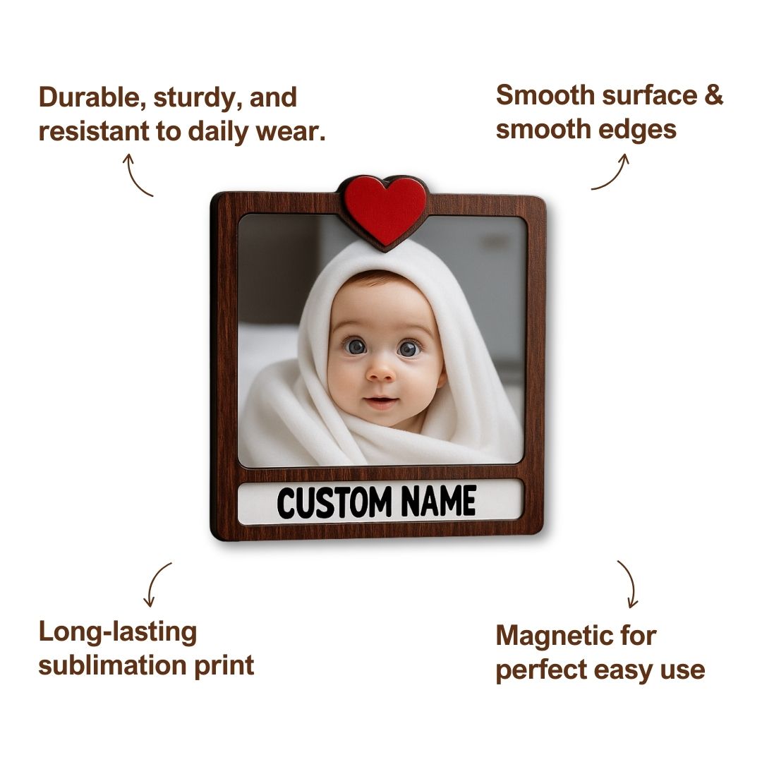 Wooden Personalized Photo Fridge Magnet