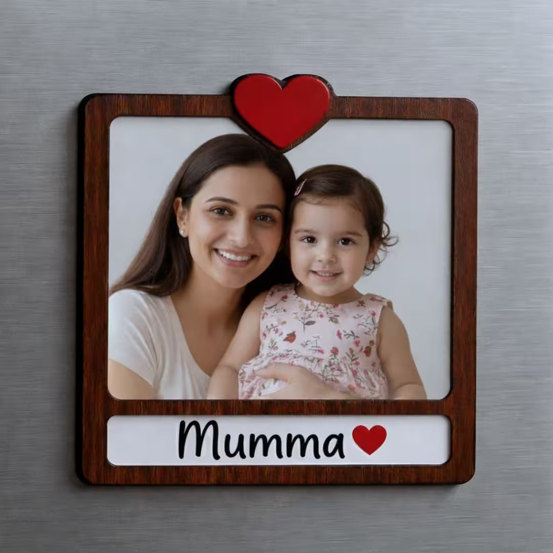 Personalized Wooden Photo Fridge Magnet for Mom