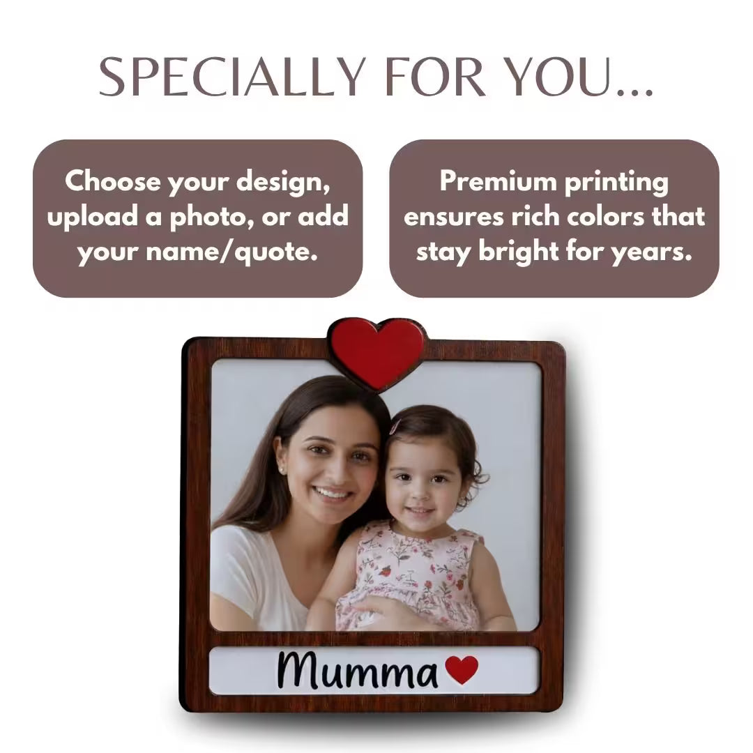 Personalized Wooden Photo Fridge Magnet for Mom