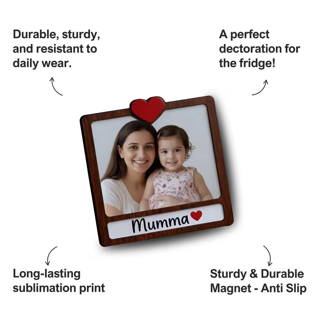 Personalized Wooden Photo Fridge Magnet for Mom