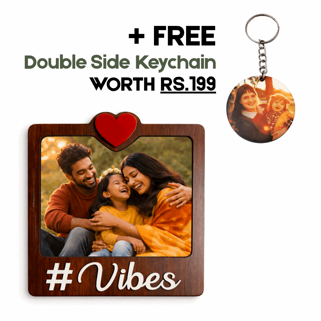 Wooden Vibes Personalized Photo Fridge Magnet