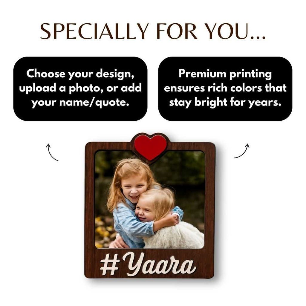 Wooden Yaara Personalized Photo Fridge Magnet