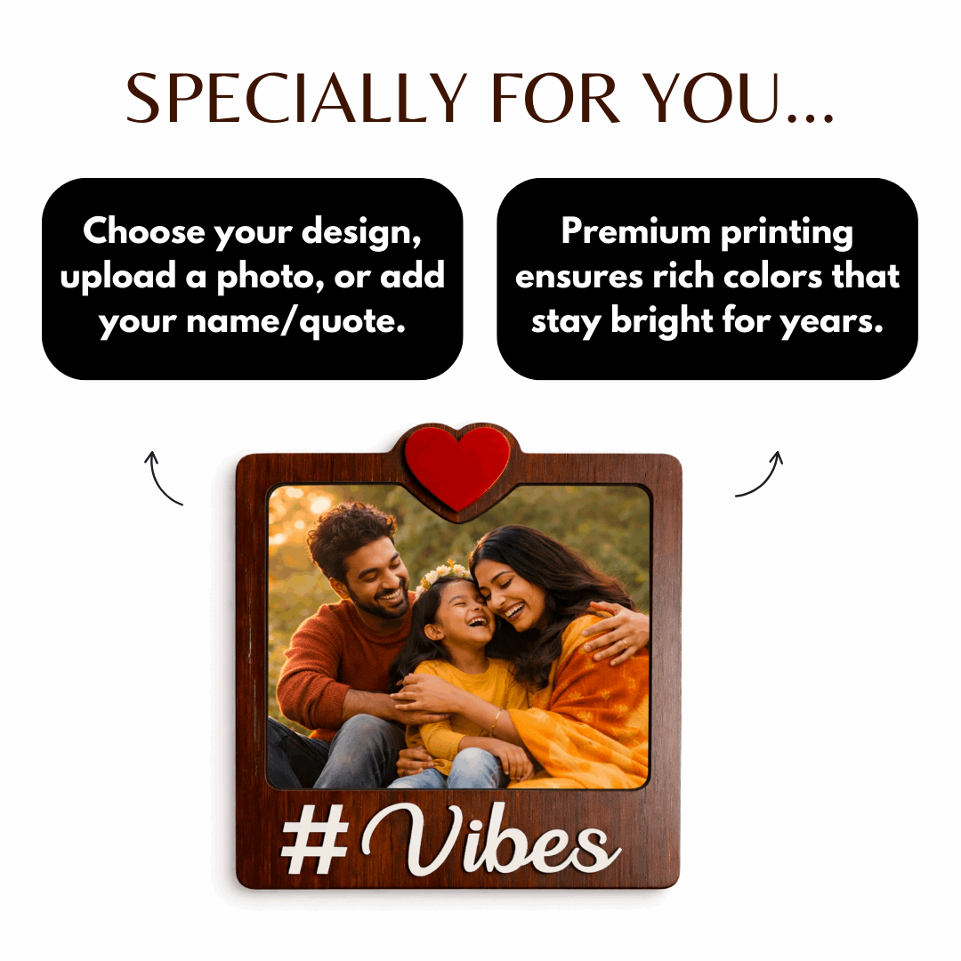 Wooden Vibes Personalized Photo Fridge Magnet