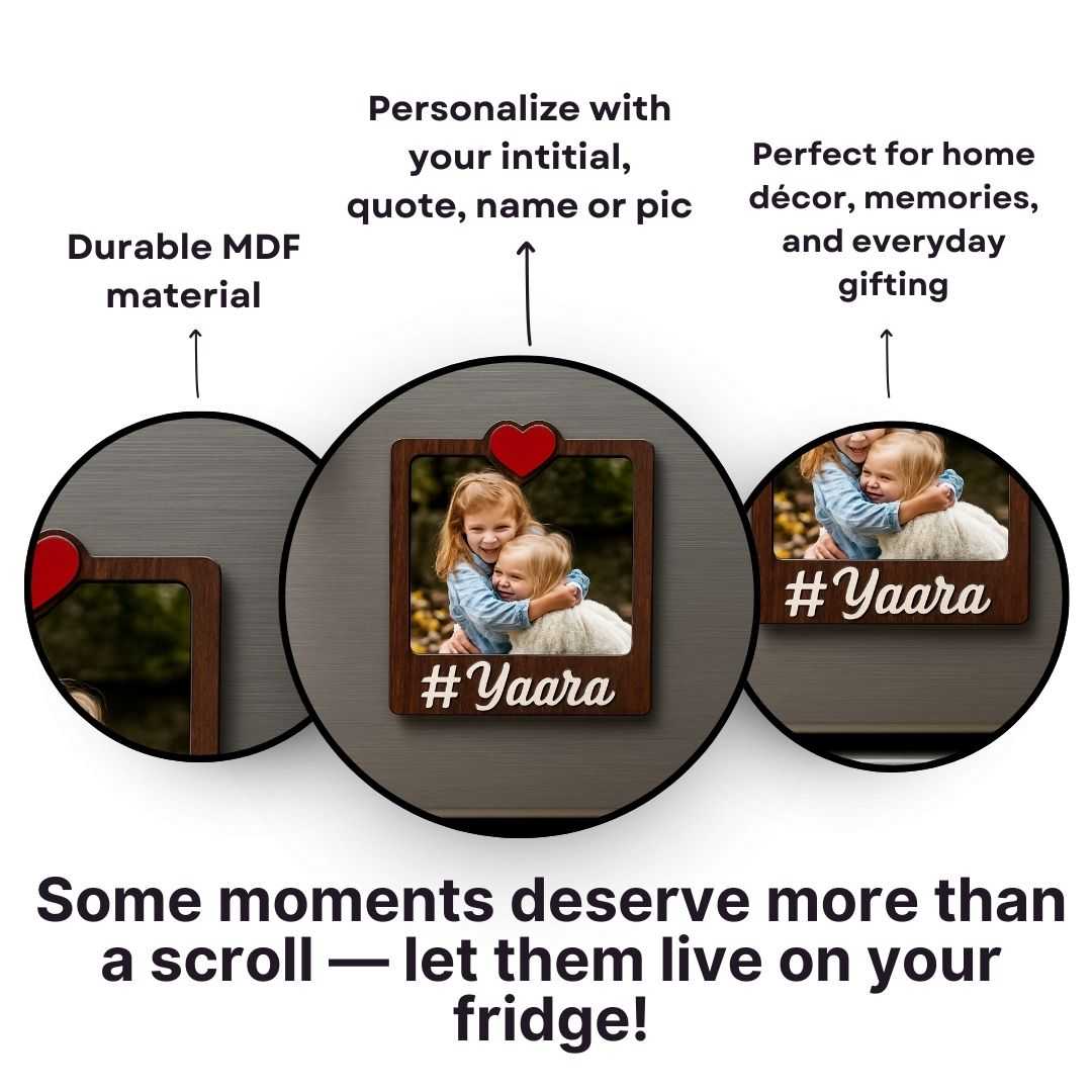 Wooden Yaara Personalized Photo Fridge Magnet