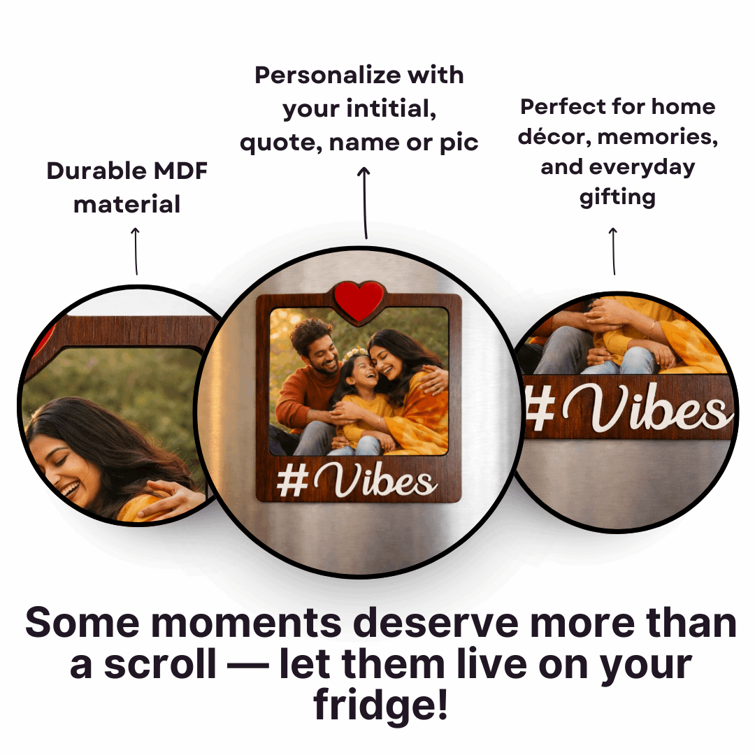 Wooden Vibes Personalized Photo Fridge Magnet