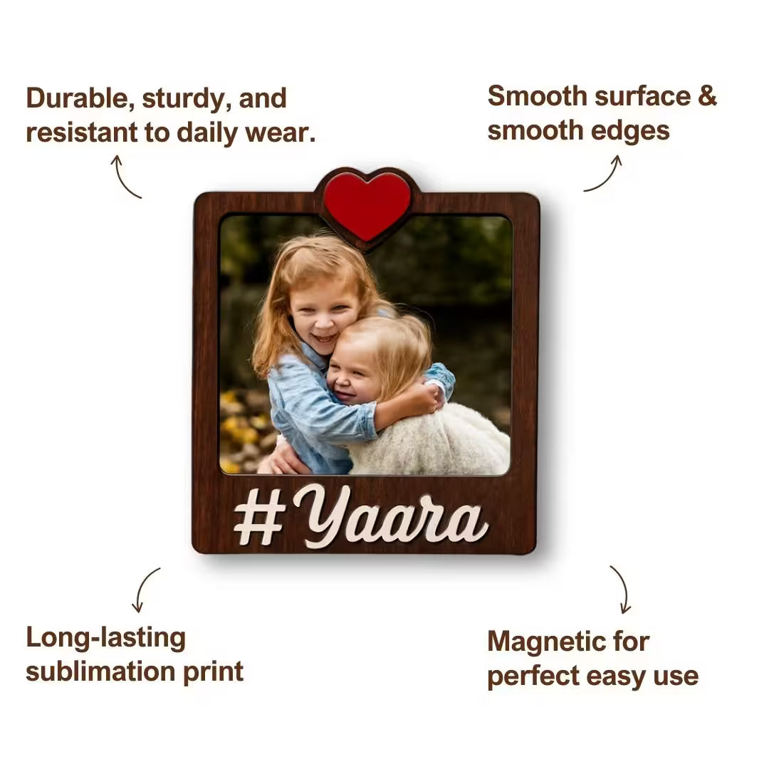 Wooden Yaara Personalized Photo Fridge Magnet