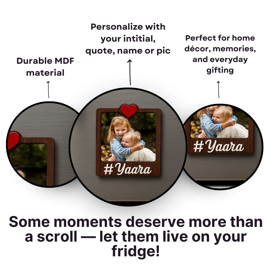 Wooden Yaara Personalized Photo Fridge Magnet