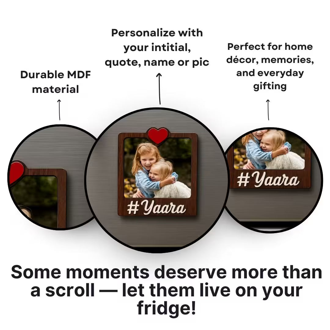 Wooden Yaara Personalized Photo Fridge Magnet