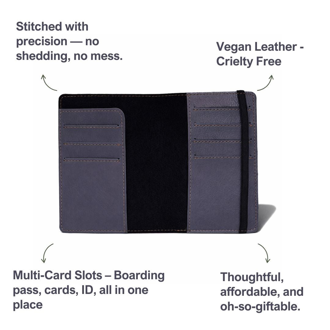 Personalized Elastic Closure Passport Cover - Grey