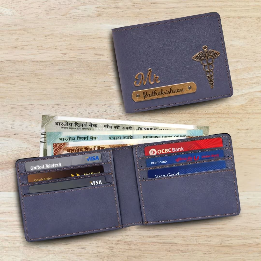 Personalized Wallet for Men with Name and Charm