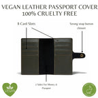 Personalized Button Passport Cover - Dark Olive Green