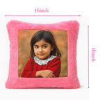 Pink Square Customized Furr Photo Pillow