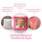 Pink Square Customized Furr Photo Pillow