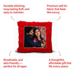 Red Square Customized Furr Photo Pillow