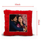 Red Square Customized Furr Photo Pillow