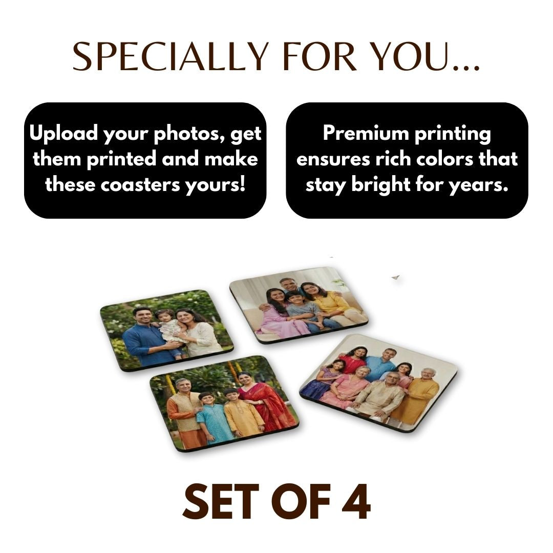 Customized Photo Square Tea Coaster - Set of 4
