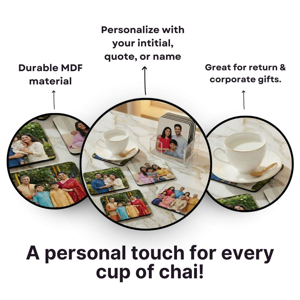 Customized Photo Square Tea Coaster - Set of 4