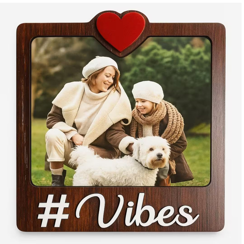 Wooden Vibes Personalized Photo Fridge Magnet