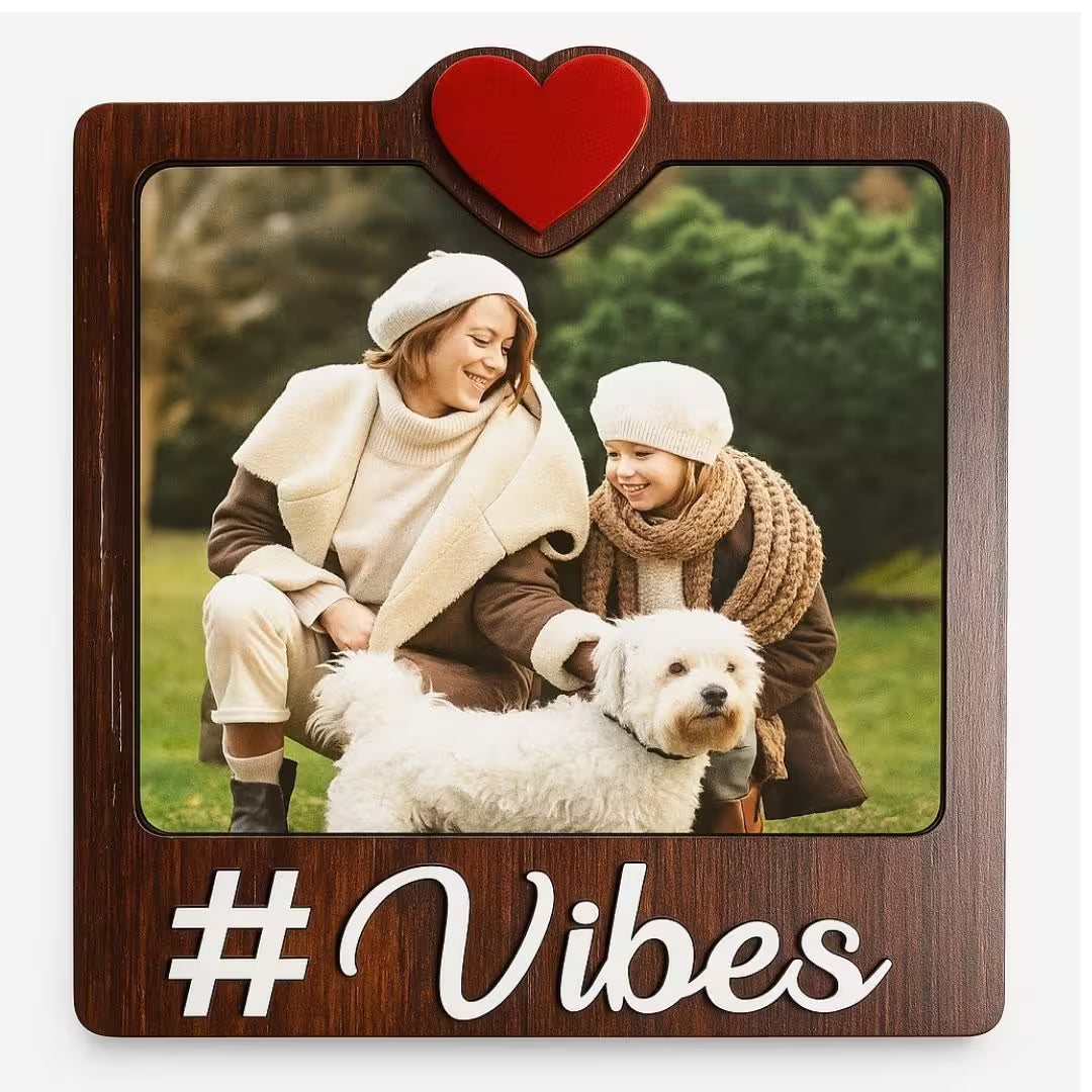 Wooden Vibes Personalized Photo Fridge Magnet