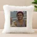 White Square Customized Furr Photo Pillow