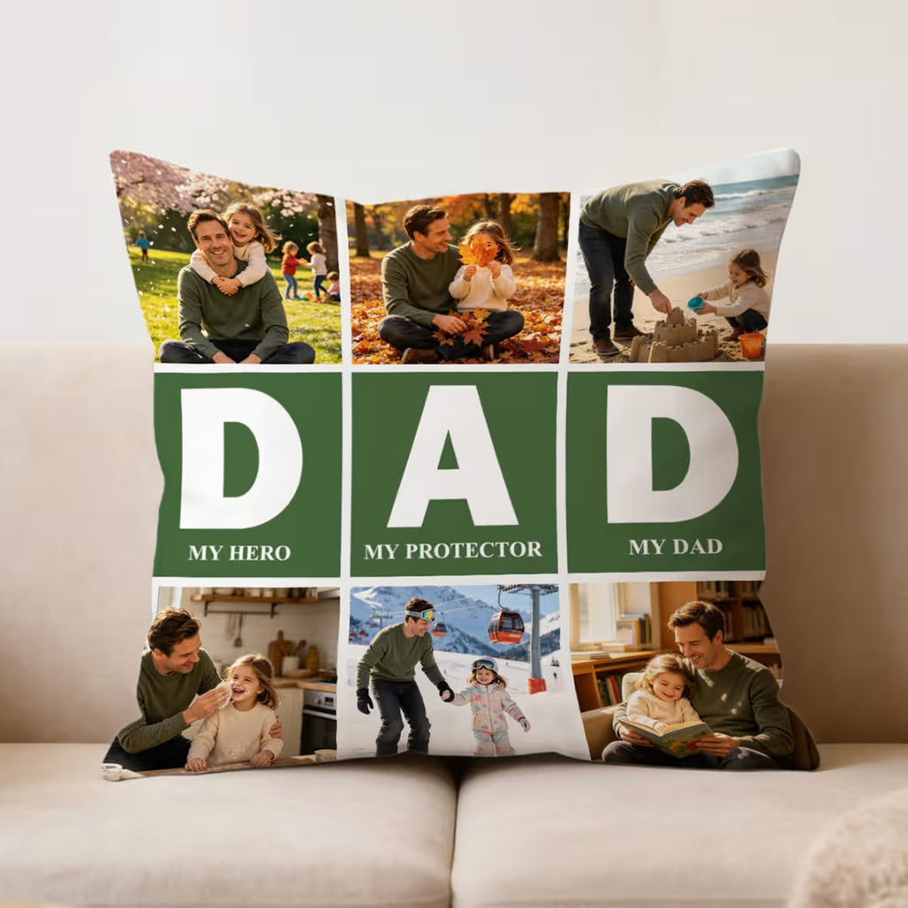 Personallized Photo Satin Square Pillow for Dad