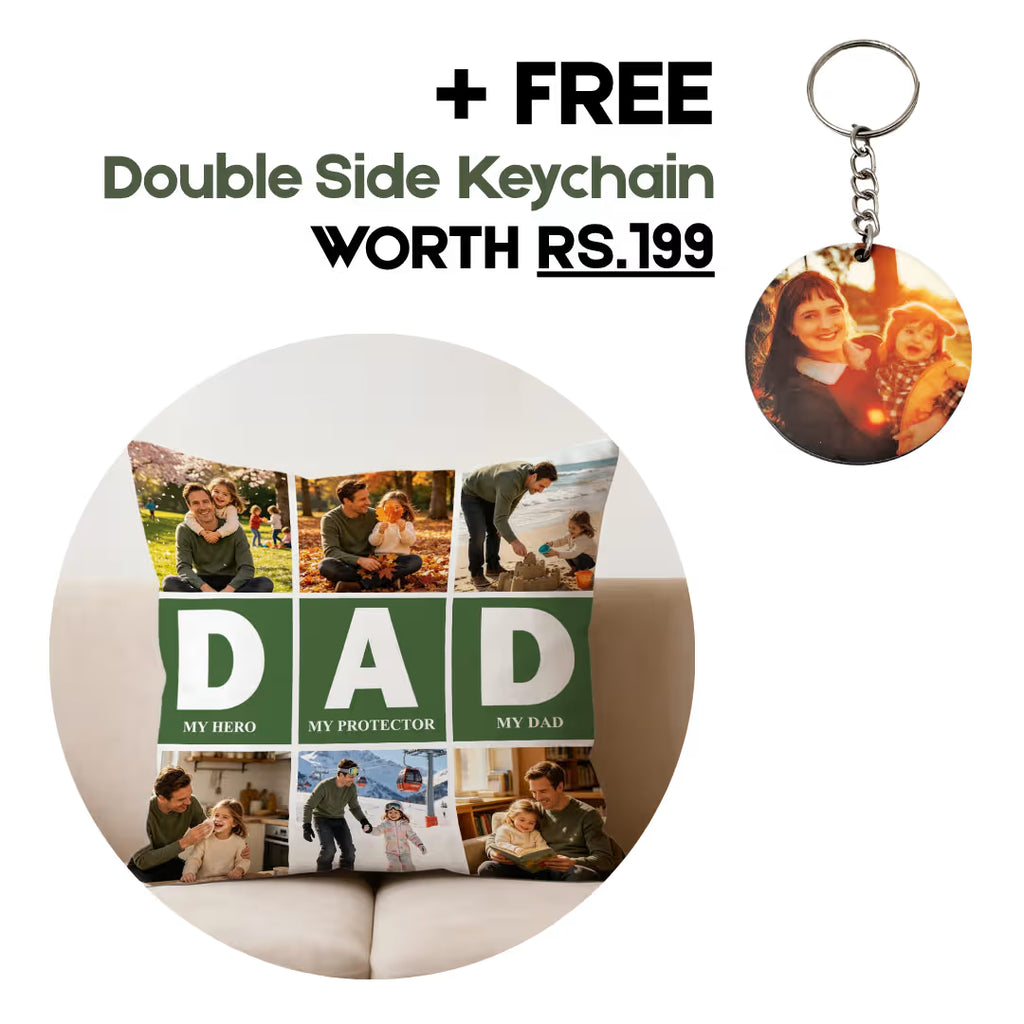 Personallized Photo Satin Square Pillow for Dad