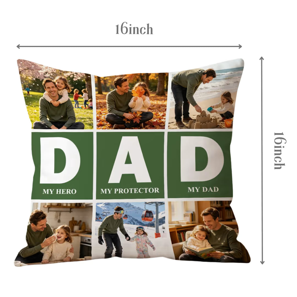 Personallized Photo Satin Square Pillow for Dad